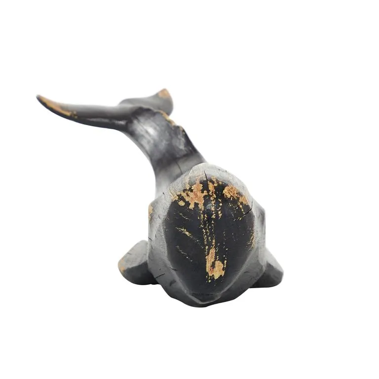 BLACK POLYRESIN WHALE HANDMADE SCULPTURE