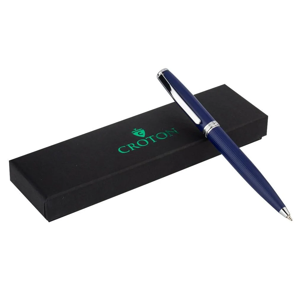 Blue color Ballpoint pen with chrome accents