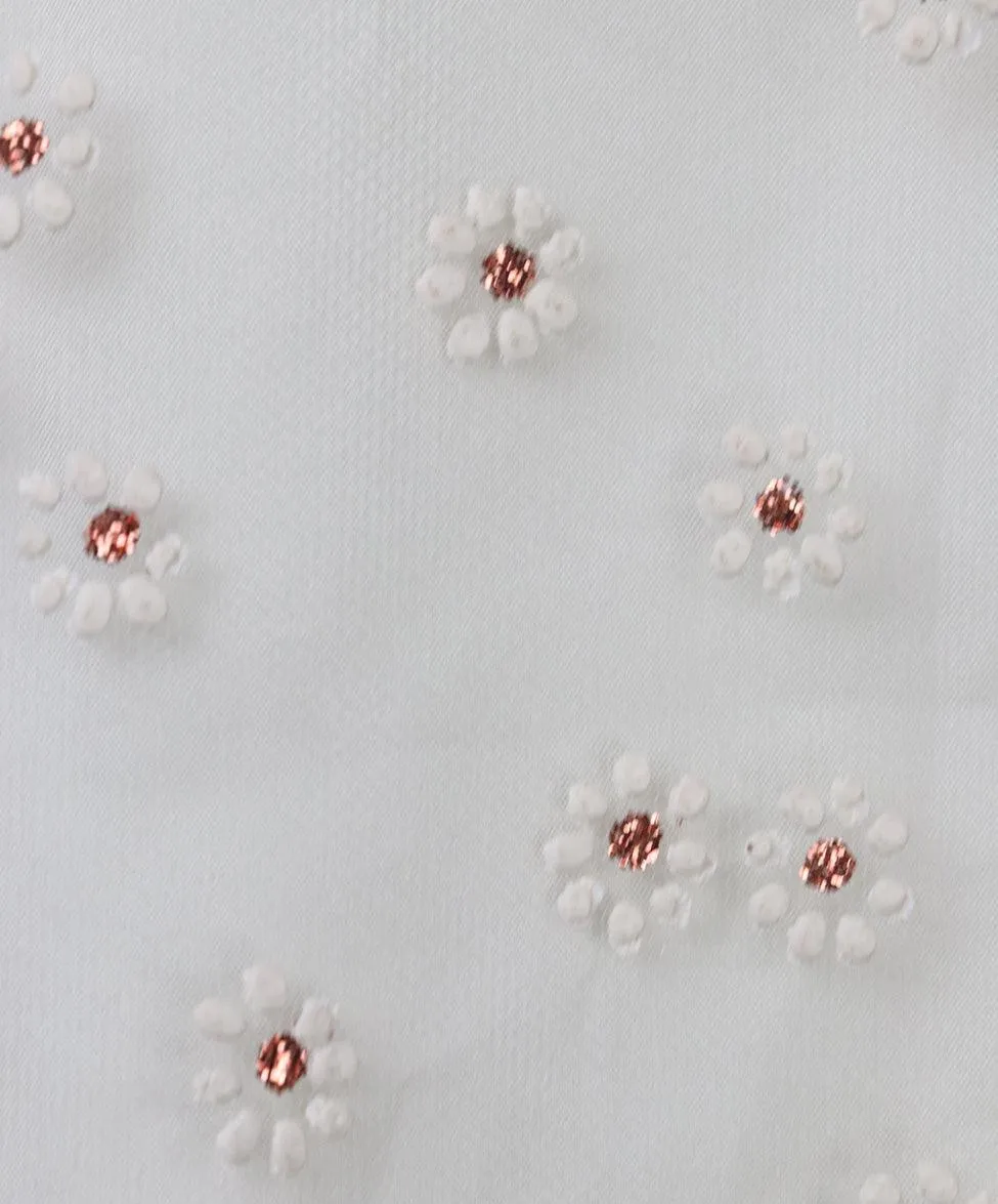 Bonpoint Ivory & Rose Gold Floral Glitter Top sz 0