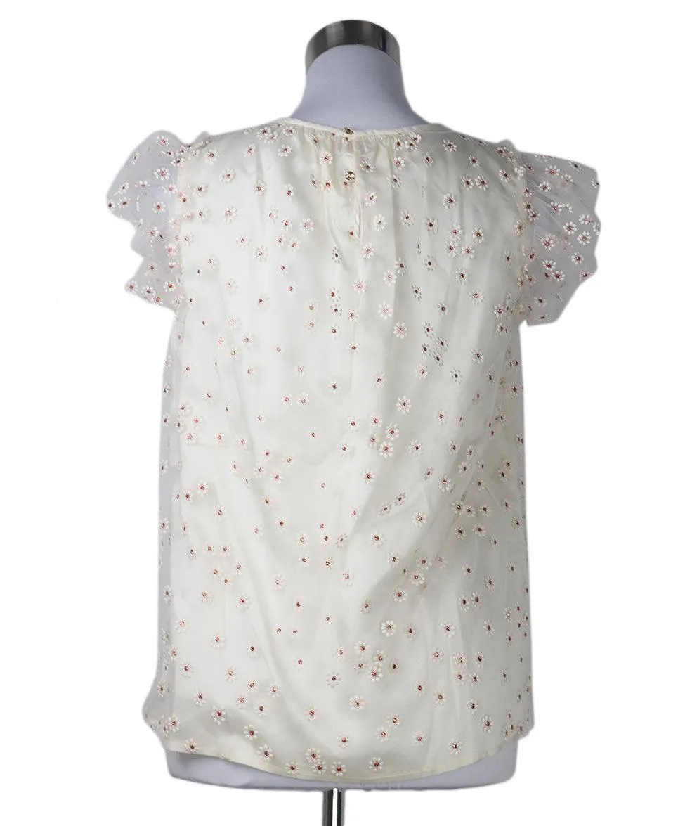 Bonpoint Ivory & Rose Gold Floral Glitter Top sz 0
