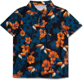Boys Hawaiian Shirt Polo Tropical Kid Aloha Golf Uniform Short Sleeve Printed Tee Summer Beach Vacation Graphic Top