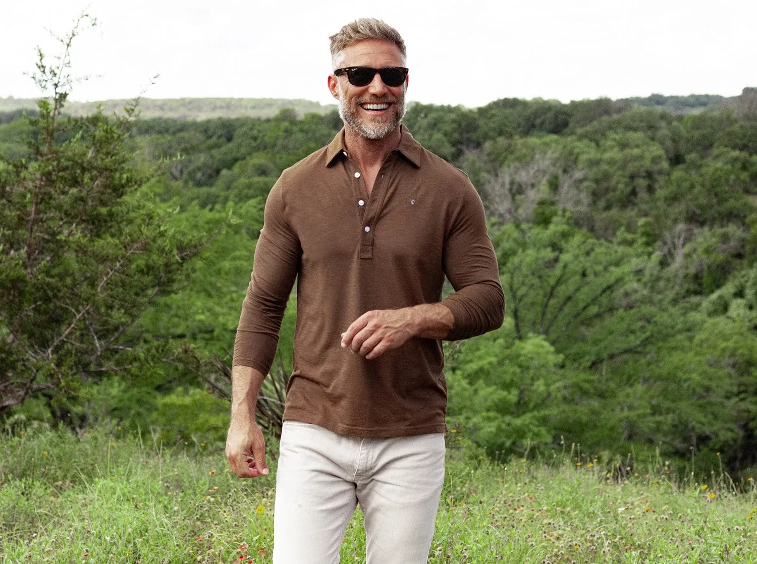 brrr° Long Sleeve Range Polo - Single Malt