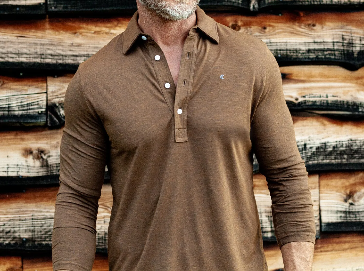 brrr° Long Sleeve Range Polo - Single Malt