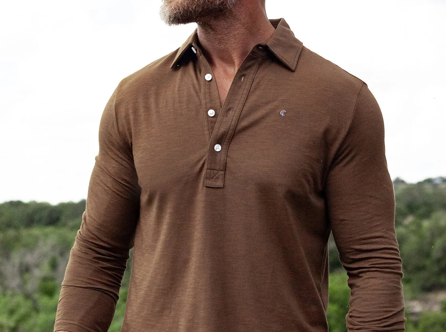 brrr° Long Sleeve Range Polo - Single Malt
