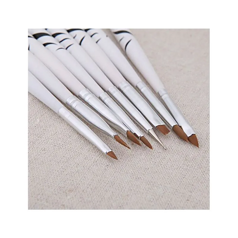 Brushes Nail Art Designs Set 8pcs - Zebra Short Handle