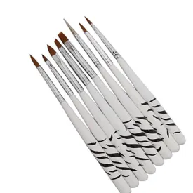 Brushes Nail Art Designs Set 8pcs - Zebra Short Handle