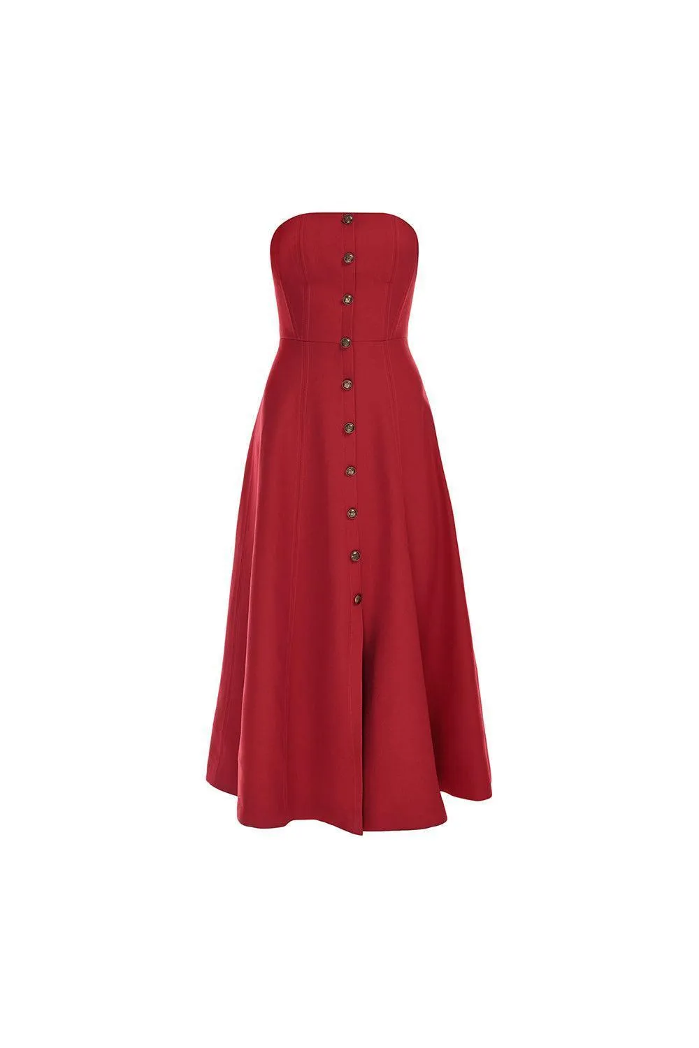 Butter Strapless Straight Across Neck Cotton Midi Dress