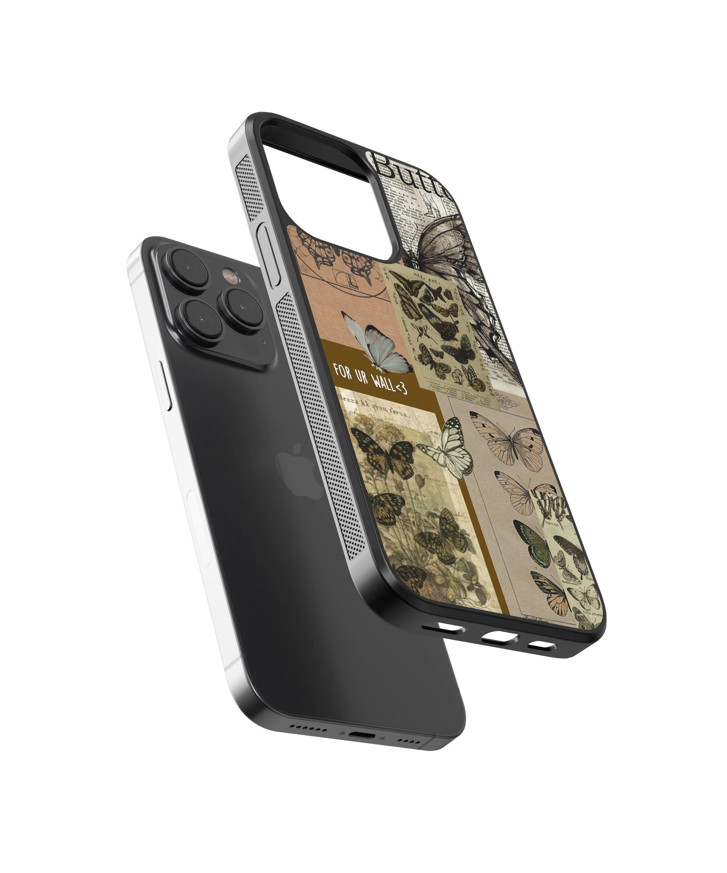 Butterfly Blueprints Vintage Glass Phone Case Cover