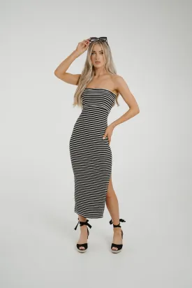 Caitlyn Stripe Bandeau Dress In Black