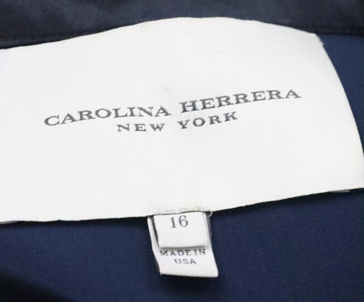 Carolina Herrera Navy & Silver Silk Dress sz 16