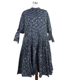 Carolina Herrera Navy & Silver Silk Dress sz 16
