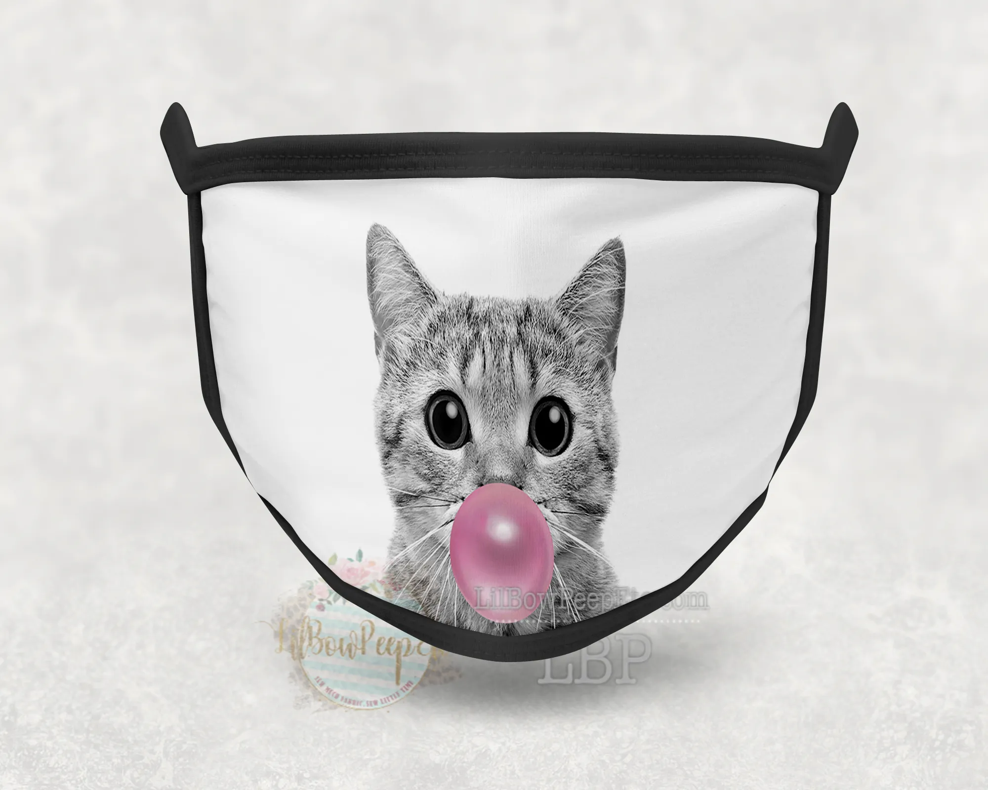 Cat Blow Bubble Gum Printed Mask