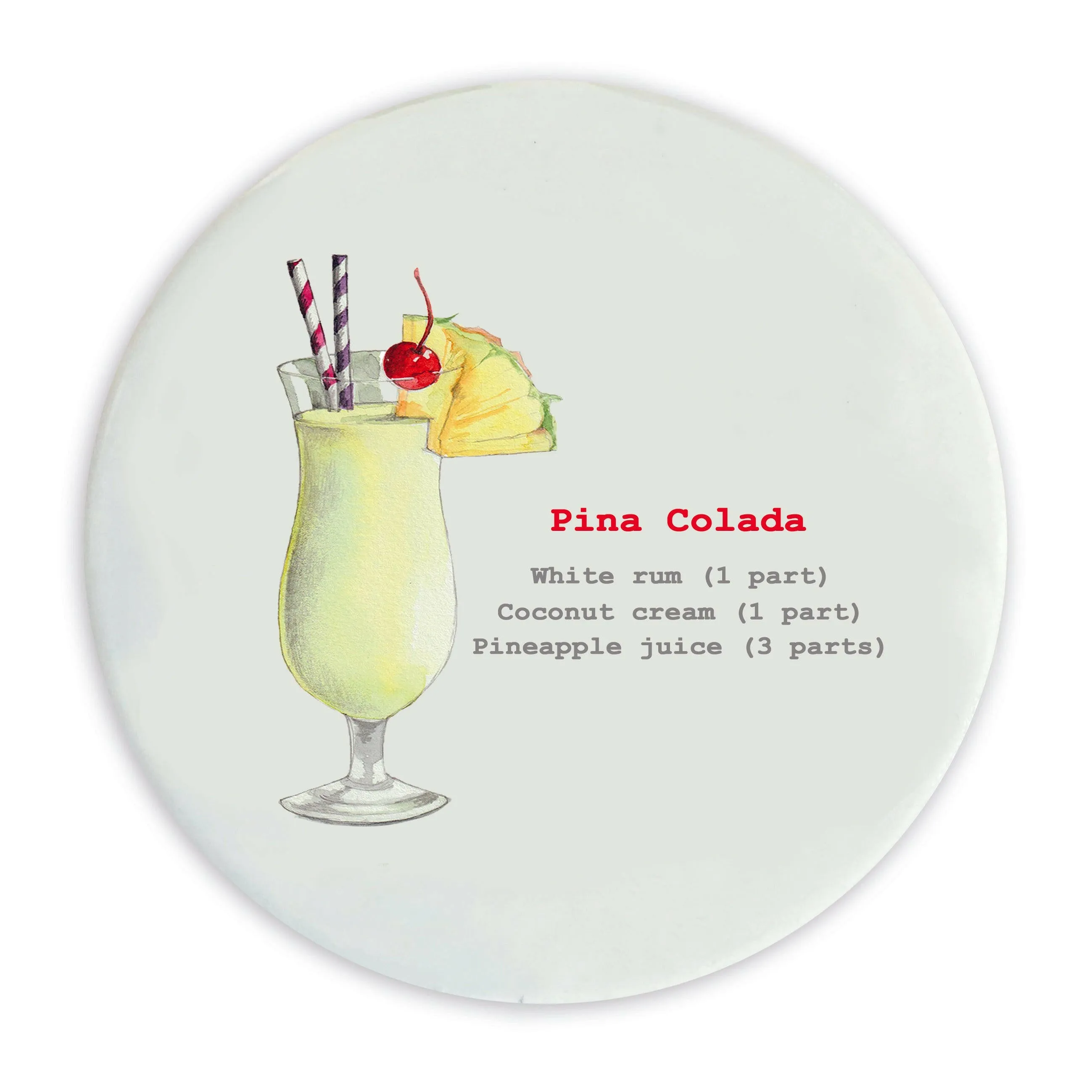 Ceramic Coaster - Cocktail Recipes Pina Colada