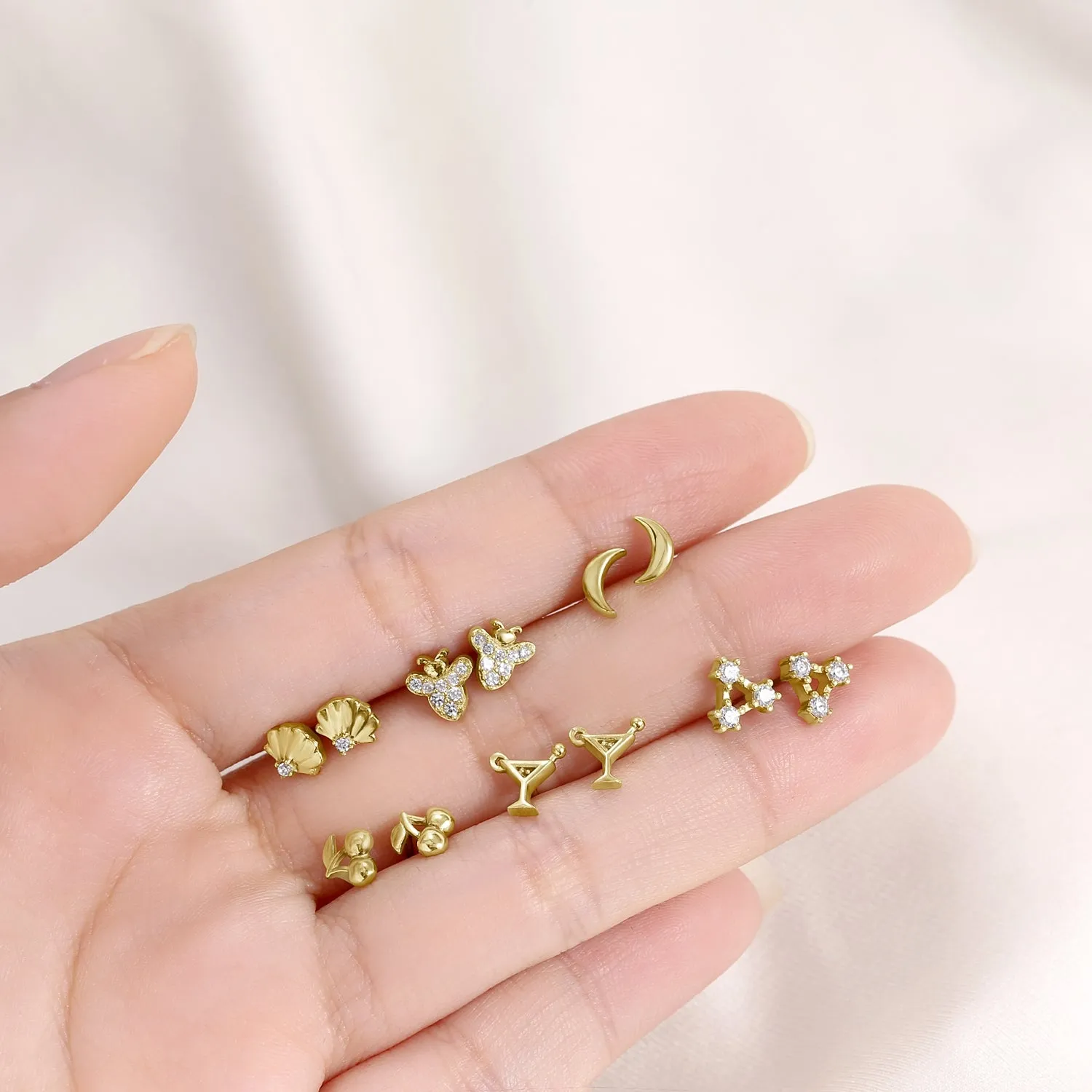 Cherry, Cocktail and Three Star Earrings Set