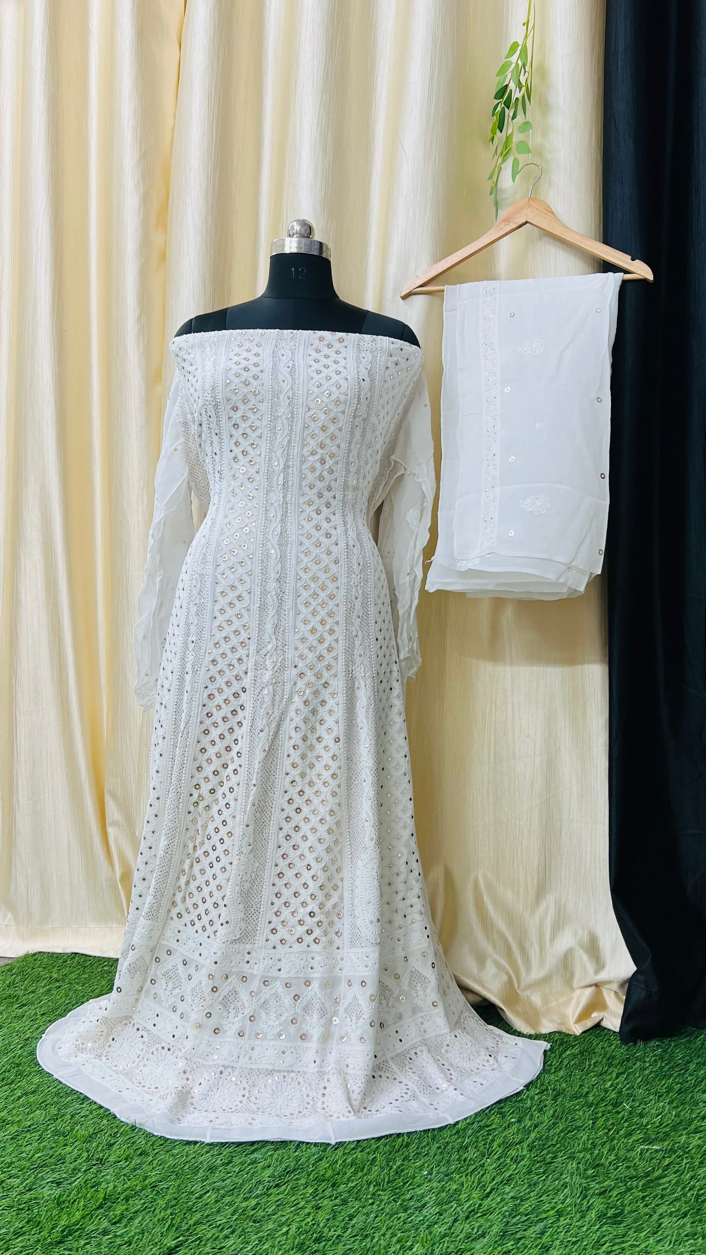 Chikankari Anarkali | Viscose Georgette Anarkali | Designer Anarkali with Dupatta |  Festive Anarkali Dress