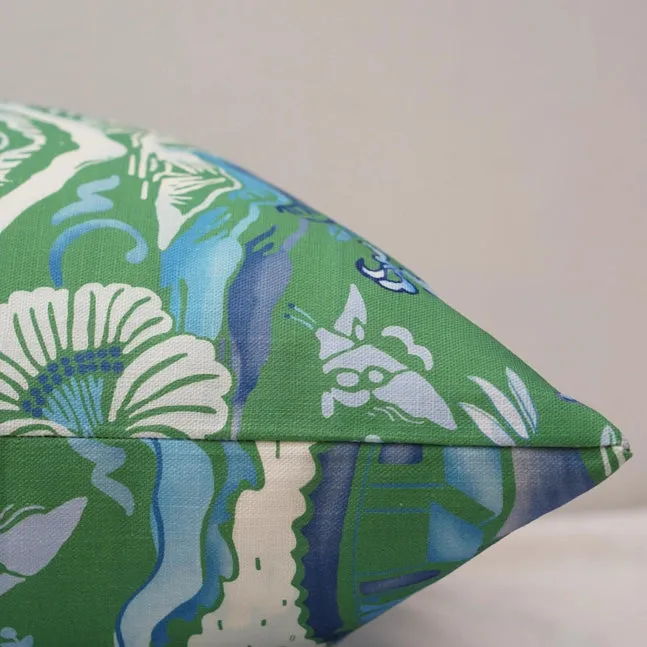 Chinoiserie Green & Blue Pillow