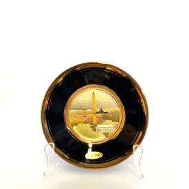 Chokin Souvenir Collectors Plate “Washington, D.C.” 24k Gold Trim Black 5”