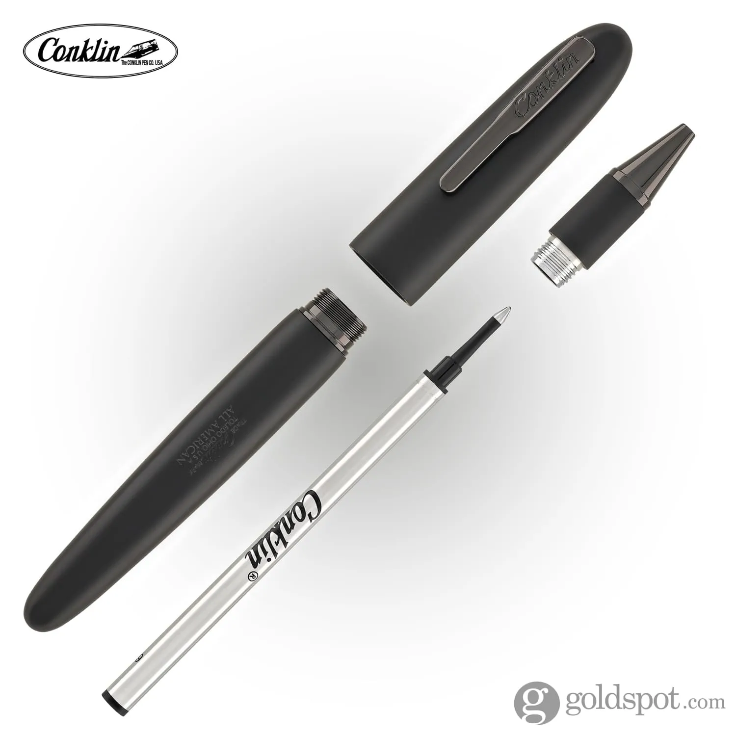 Conklin All American Rollerball Pen in Matte Black with Gunmetal Trim