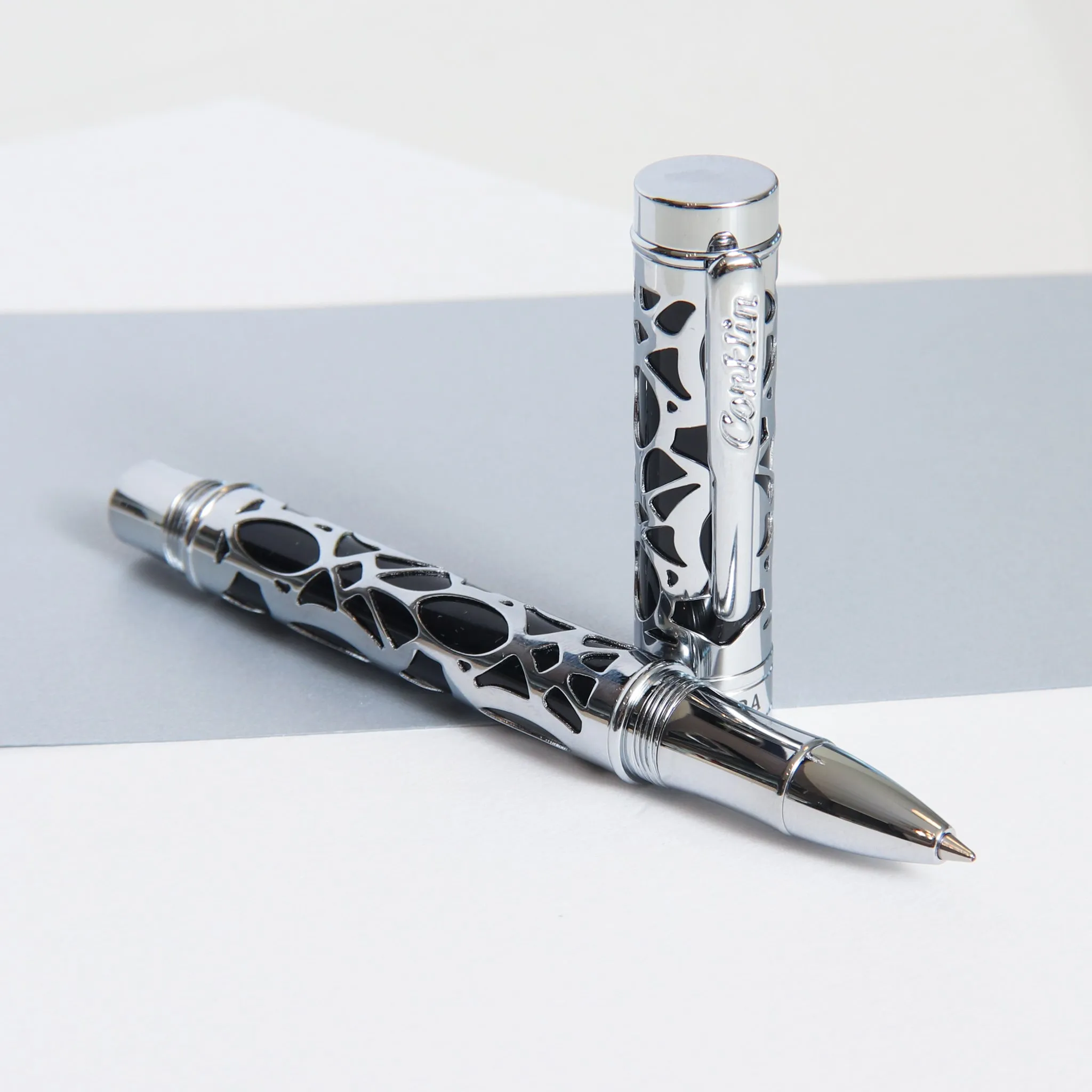 Conklin Endura Deco Crest Black & Chrome Rollerball Pen