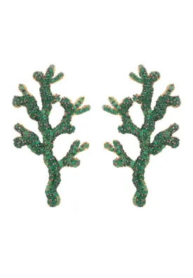 Coral Reef Earrings Green Cz