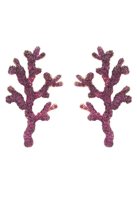 Coral Reef Earrings Hot Pink Cz