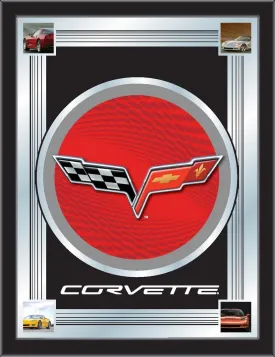 Corvette Holland Bar Stool Co. Collector Red Black Gray Logo Mirror (17" x 22")