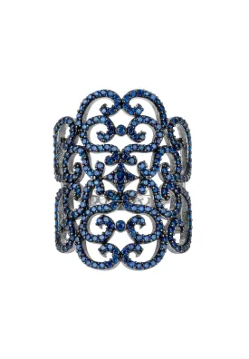 Countess Filigree Cocktail Ring Sapphire Silver