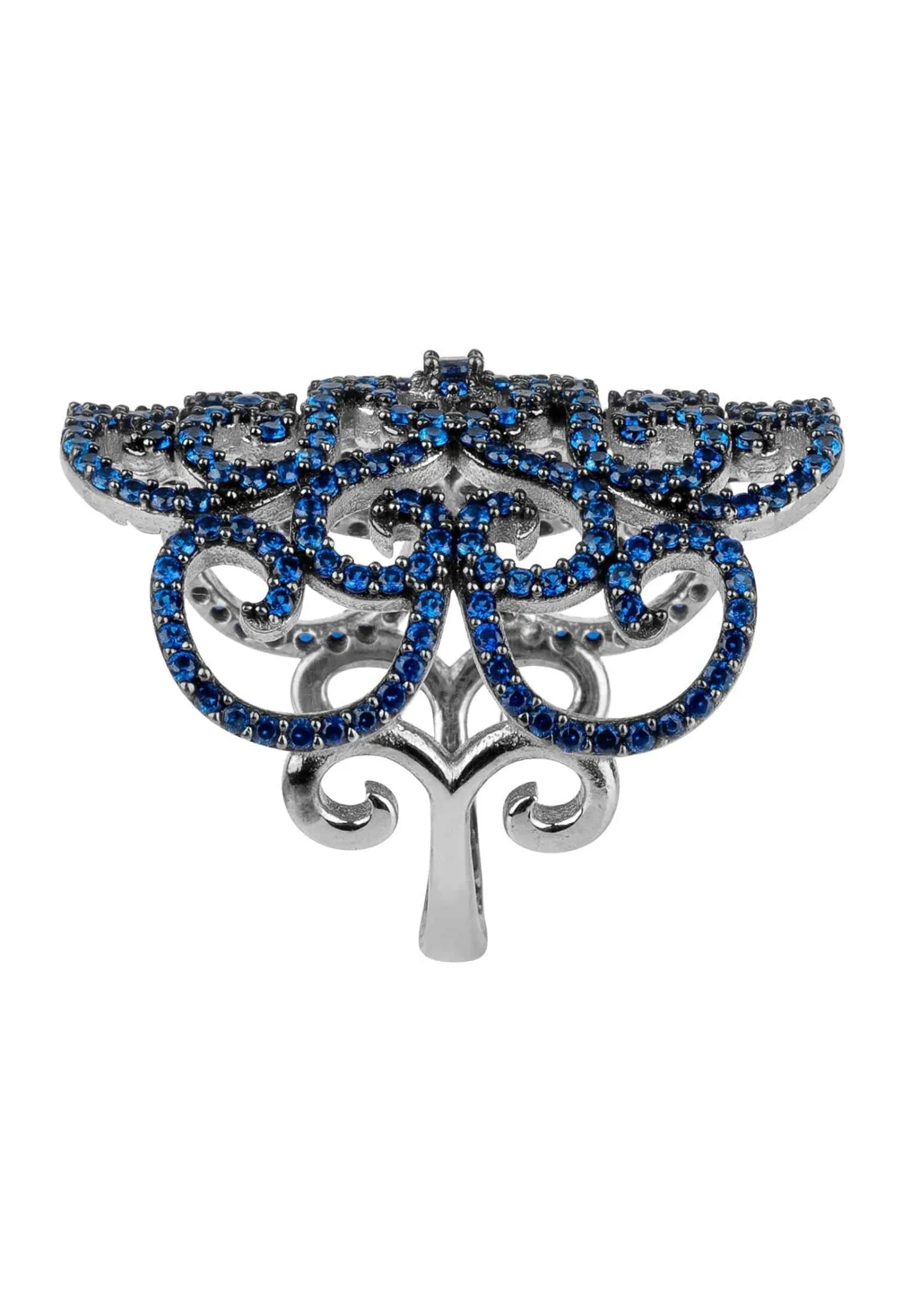 Countess Filigree Cocktail Ring Sapphire Silver