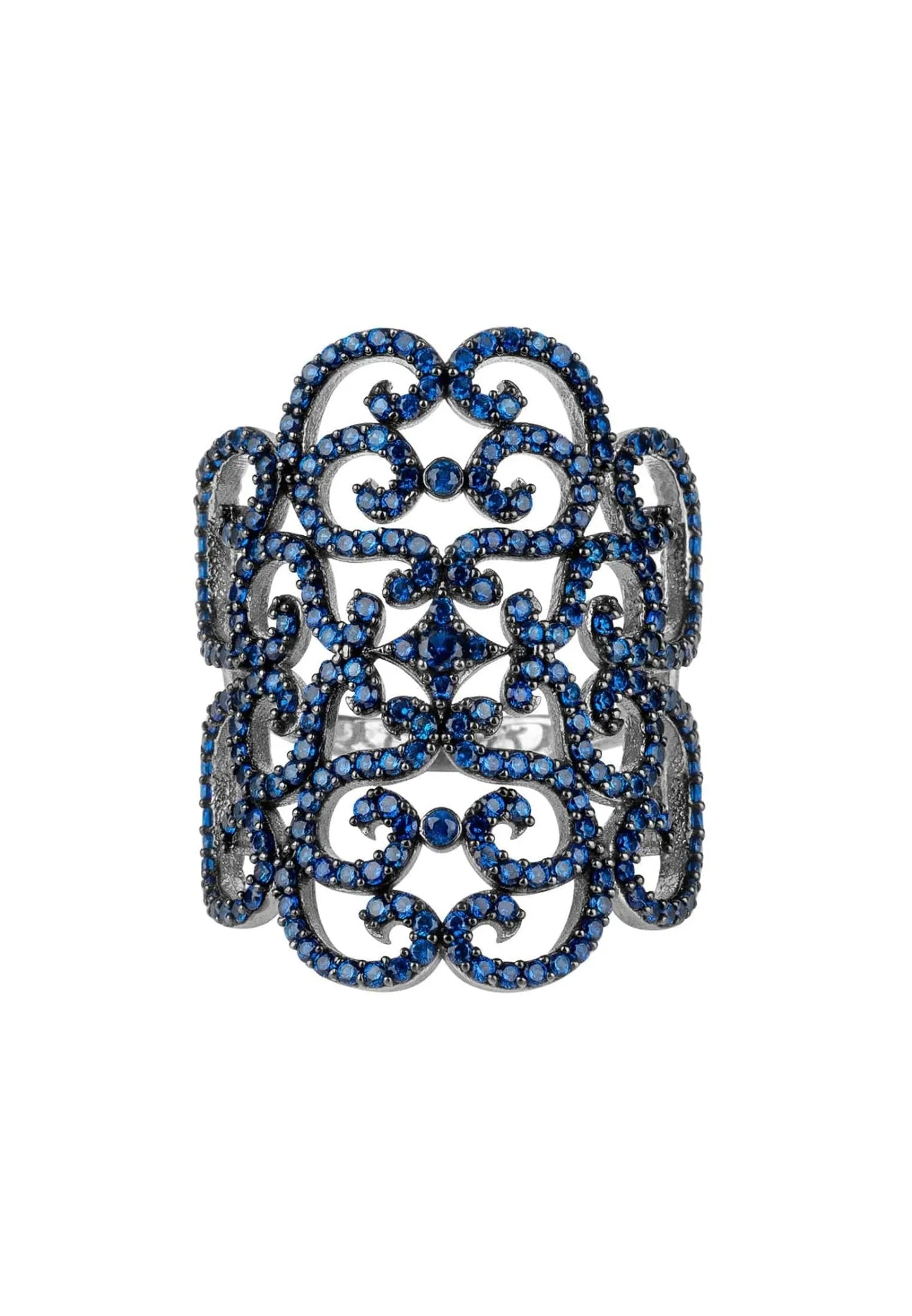Countess Filigree Cocktail Ring Sapphire Silver