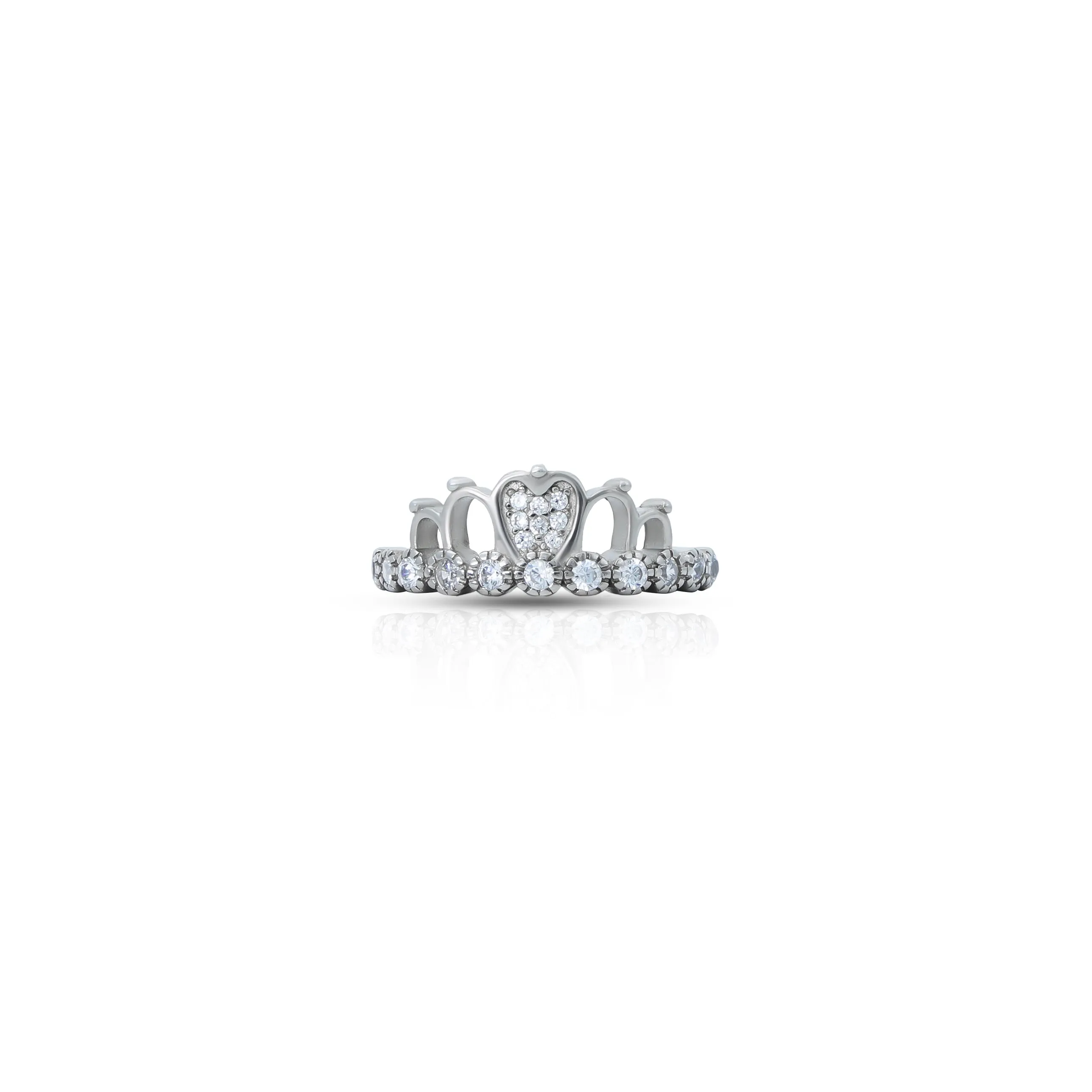 Crown Design with American Diamonds Silver Ring