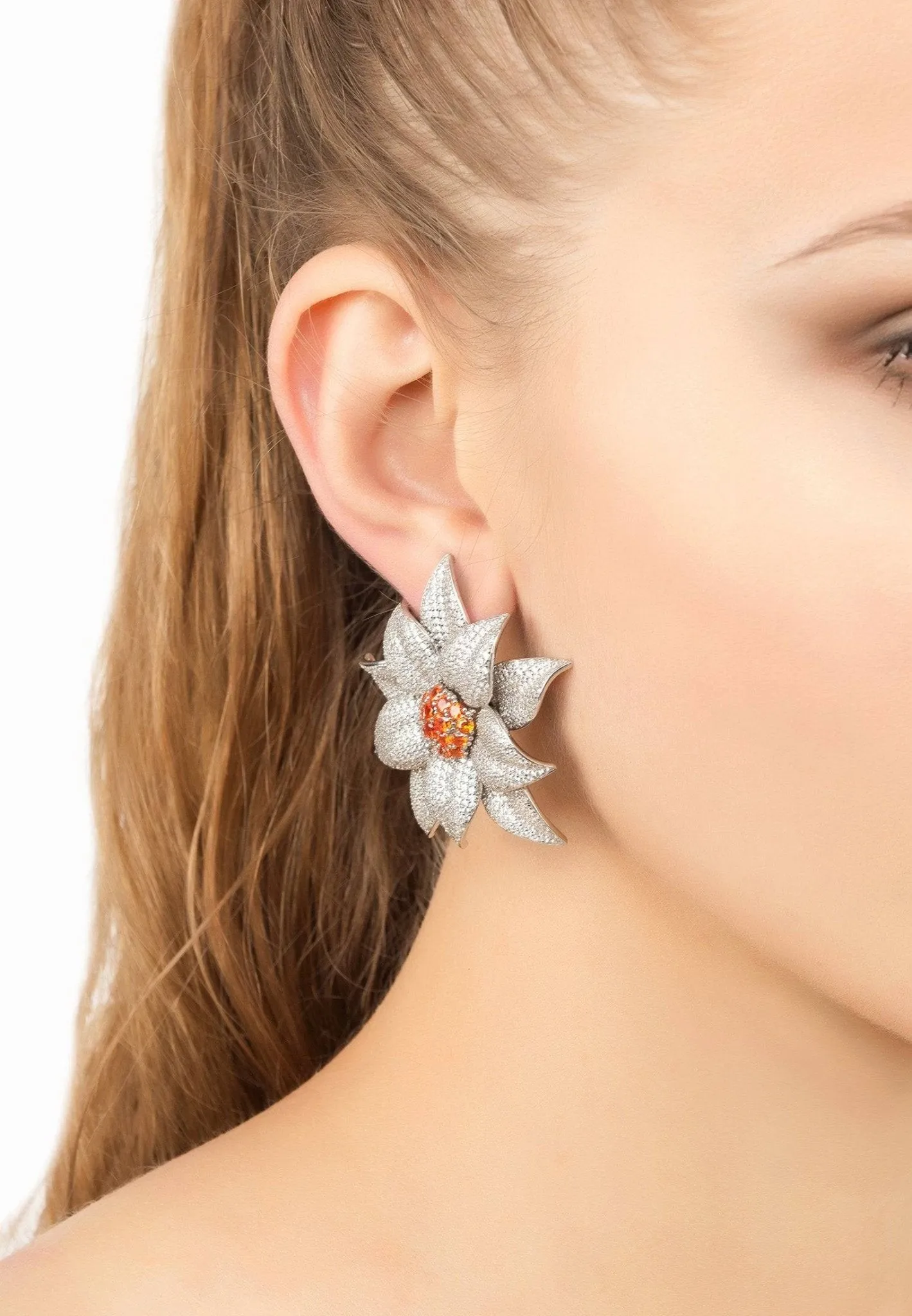 Daisy Flower Earrings Silver