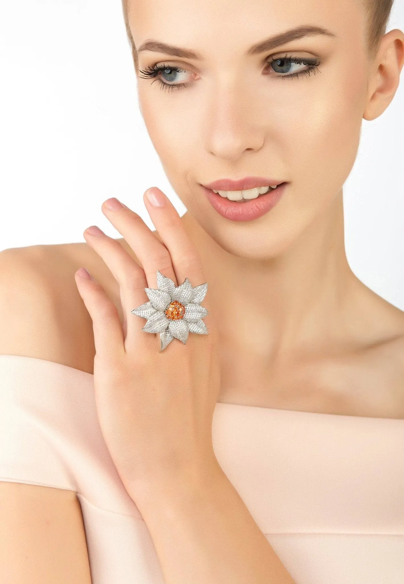 Daisy Flower Ring Silver