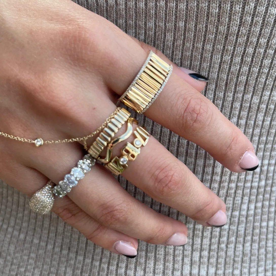 Diamond Border Fluted Cigar Ring