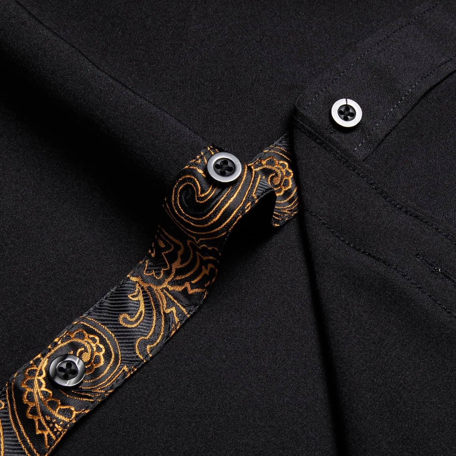 DiBanGu Men's Paisley Dress Shirts Long Sleeve Button Down Inner Contrast Casual Business Shirt with Collar Pin