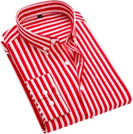 DOKKIA Women's Tops Blouses Long Sleeve Vertical Striped Button Down Work Dress Shirt