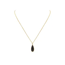 Druzy Collection - Petite Raven Quartz Drop Necklace