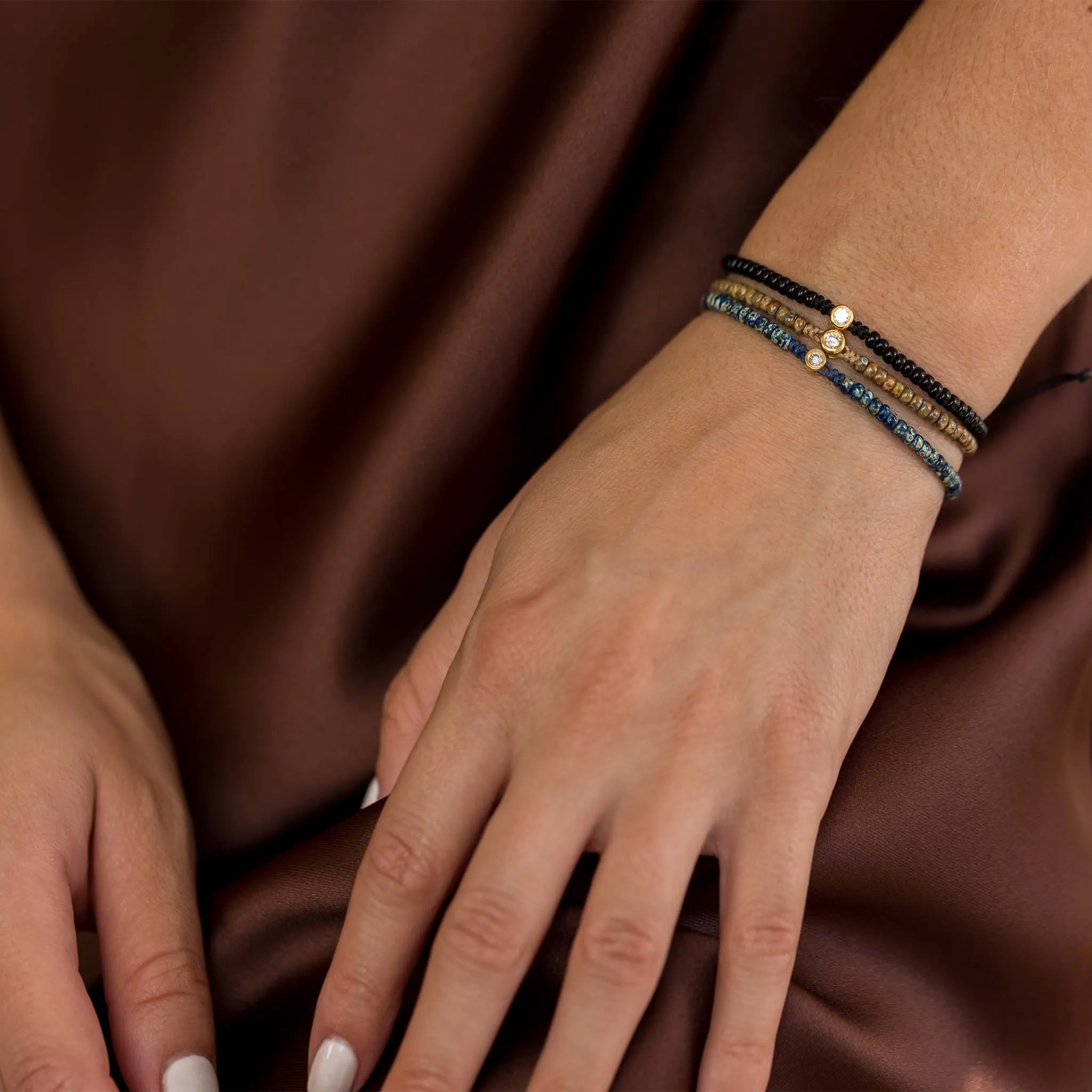 Dyed Brown Beads String Of Love - 14K Rose Gold