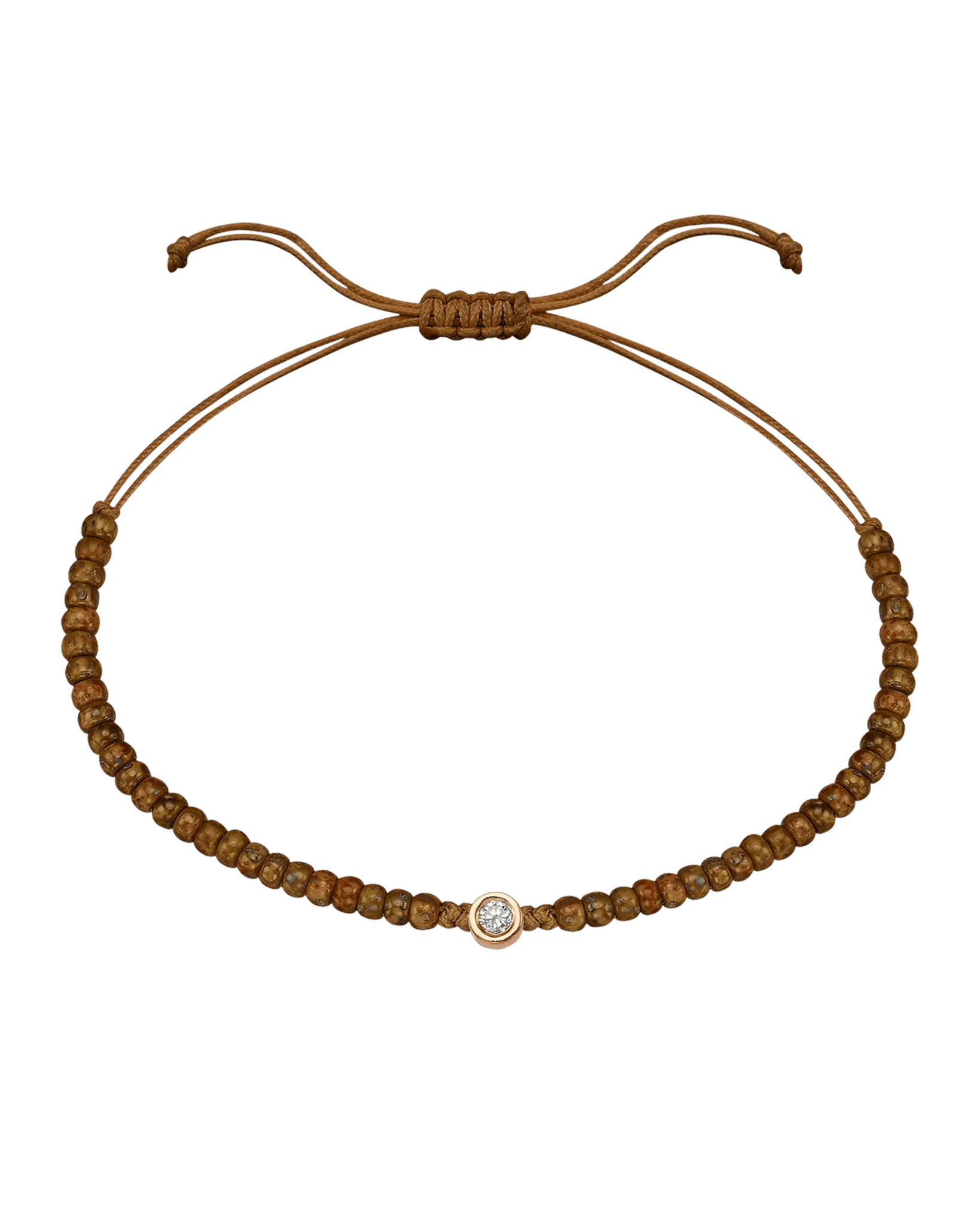 Dyed Brown Beads String Of Love - 14K Rose Gold