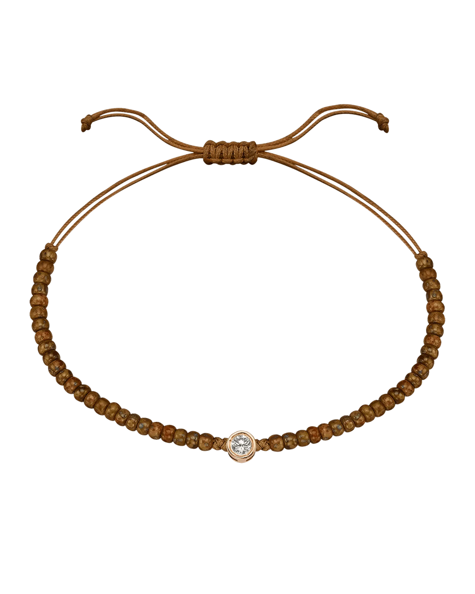 Dyed Brown Beads String Of Love - 14K Rose Gold