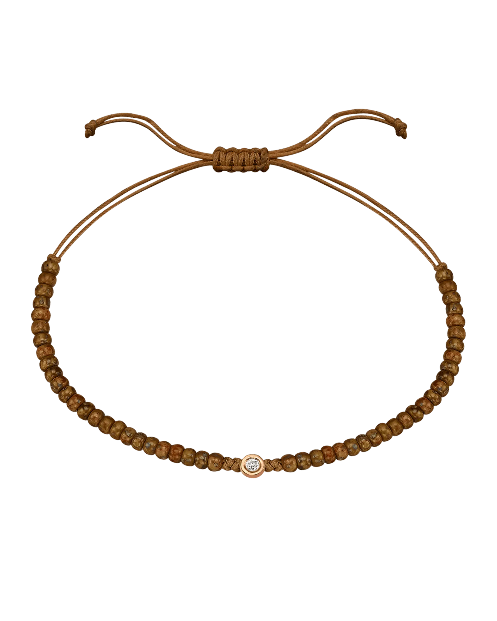 Dyed Brown Beads String Of Love - 14K Rose Gold