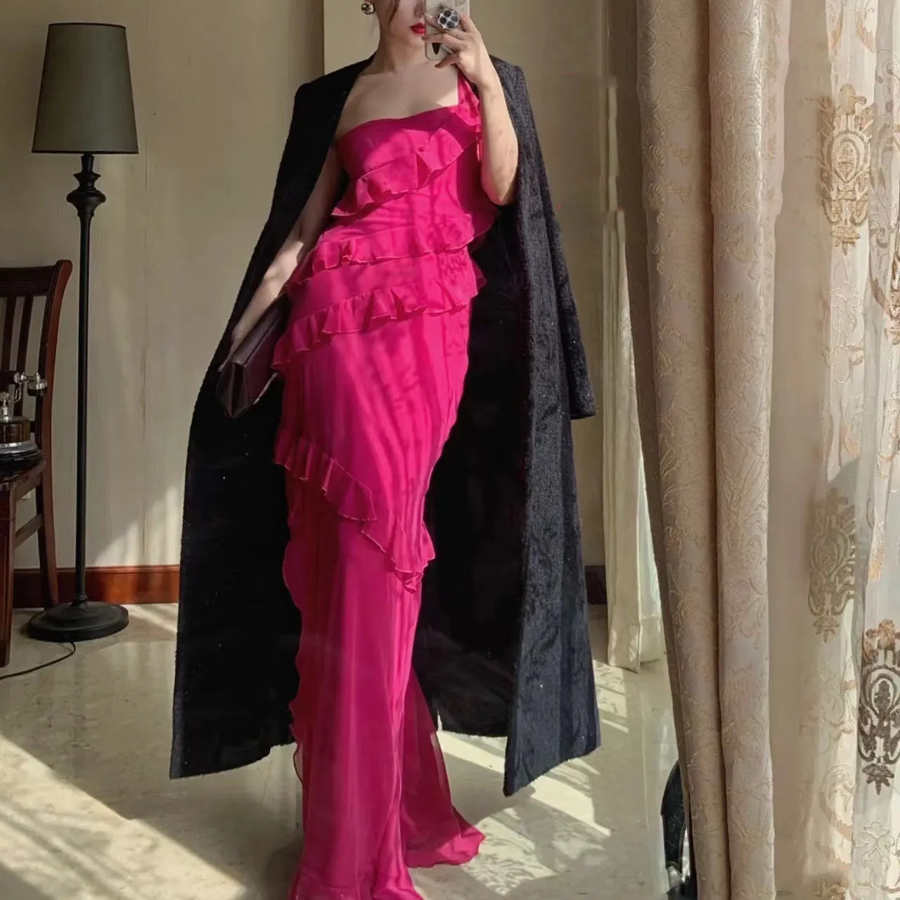 Elia Maxi floor length Dress with Ruffle Detailing