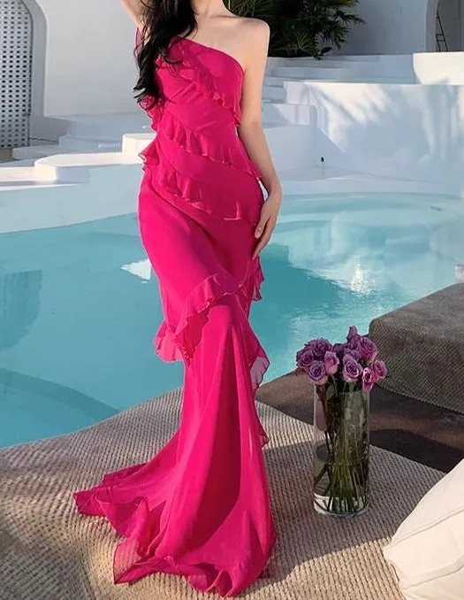 Elia Maxi floor length Dress with Ruffle Detailing