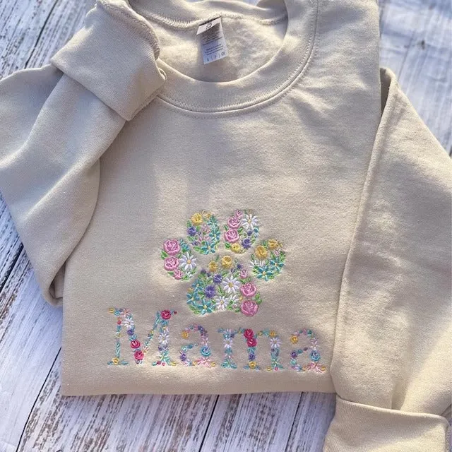 Embroidered Paw Pattern Pet Dog Cat