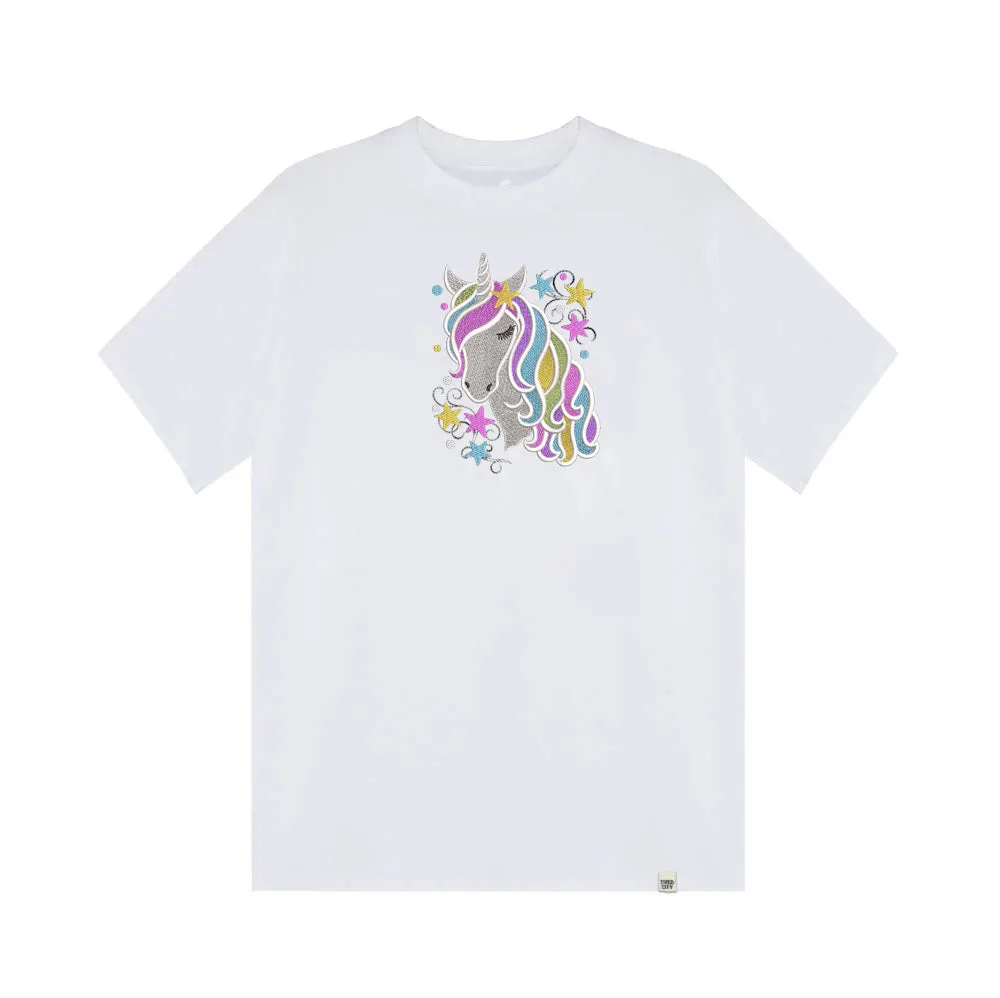 Embroidery Unicorn with Coloured Mane and Stars