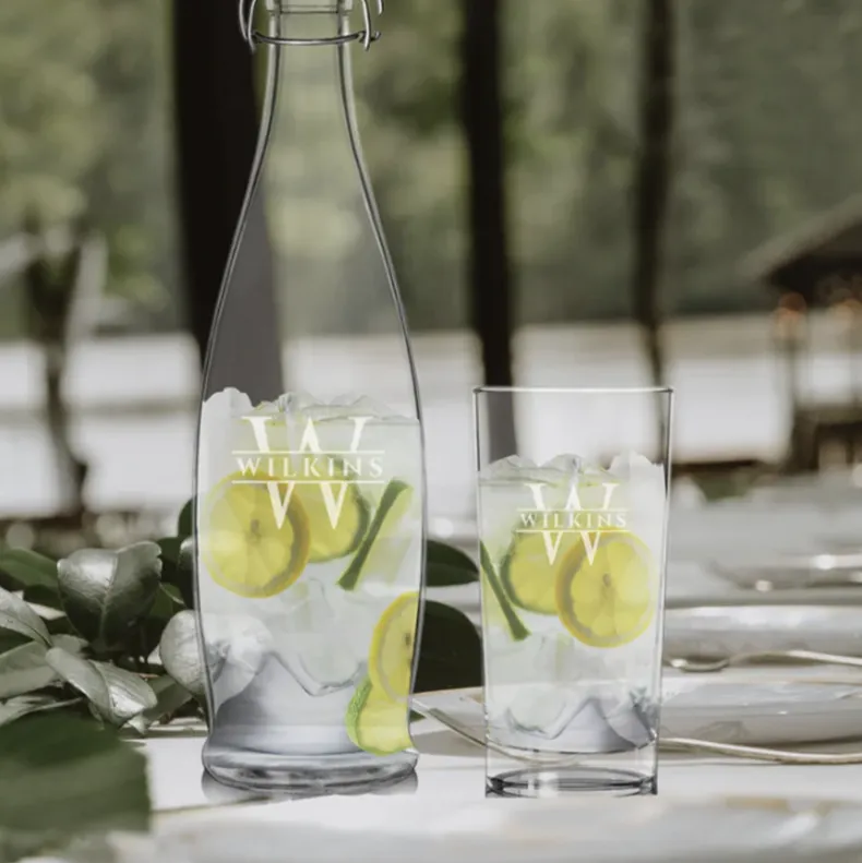 Engraved Cocktail Drinking Glass