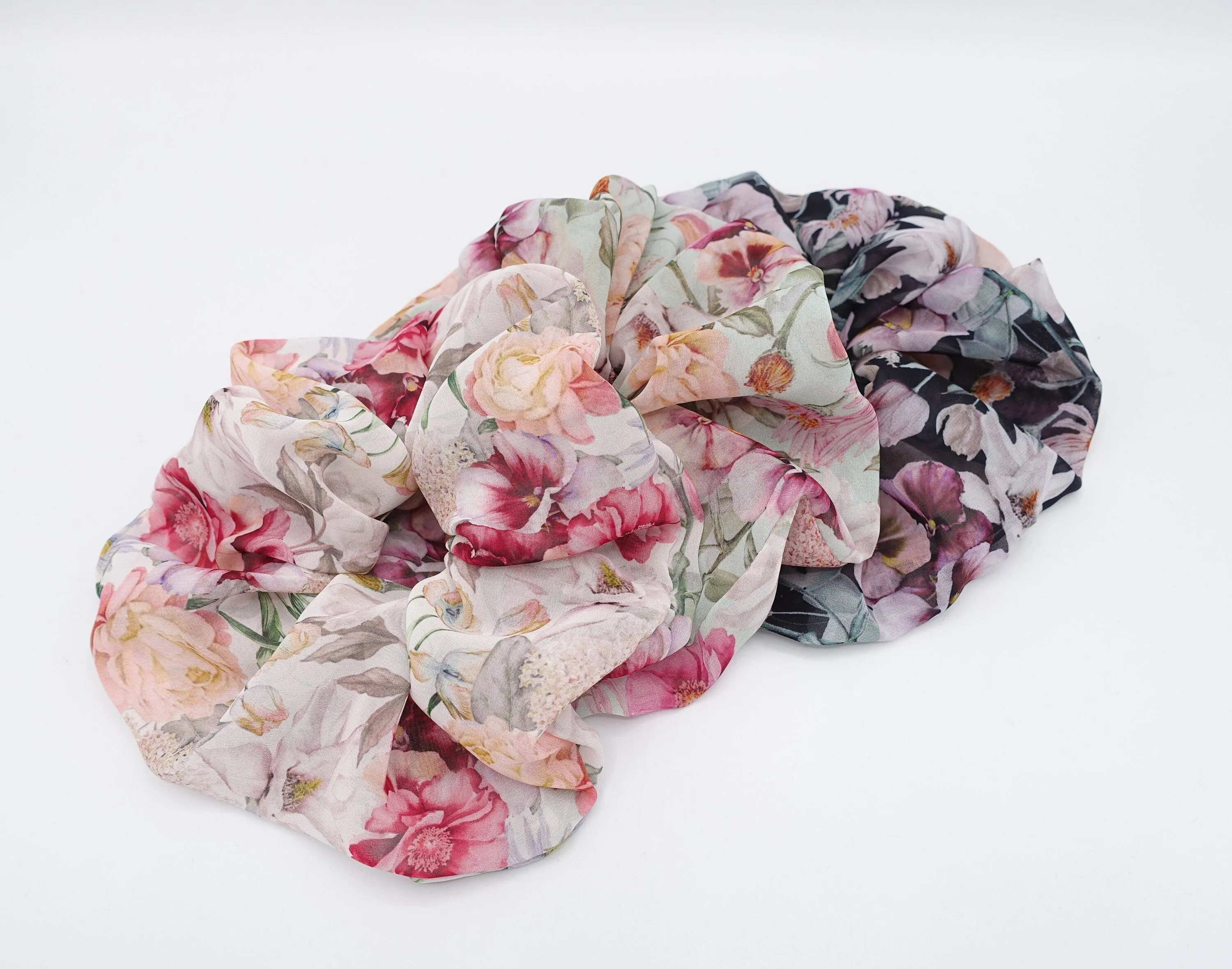 floral scrunchies oversized hair tie for women