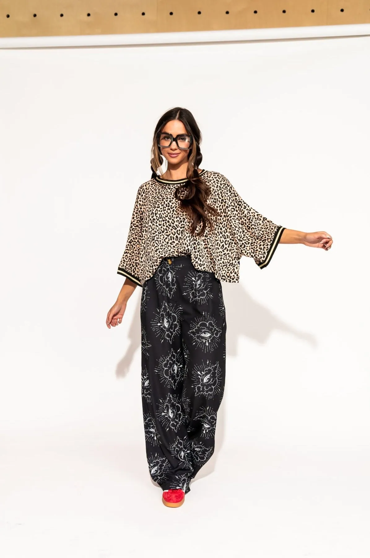 Frankie Cropped Tee in Leopard Rib