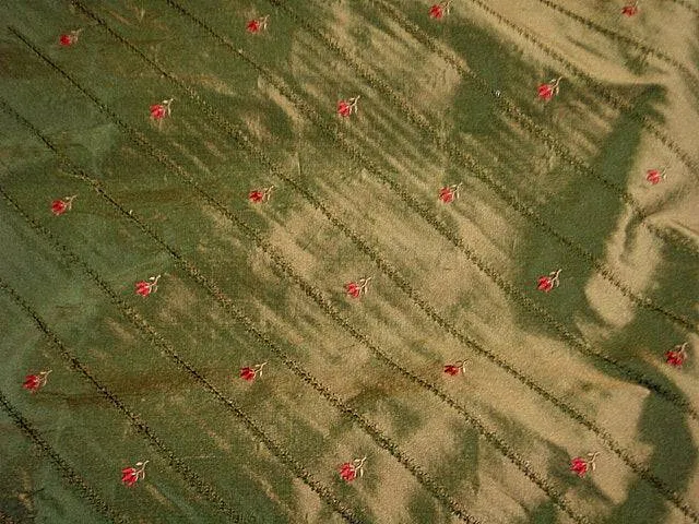 Freesia - Embroidered Silk Dupion