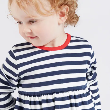 Frugi Dea Dress - Indigo Stripe/Robin