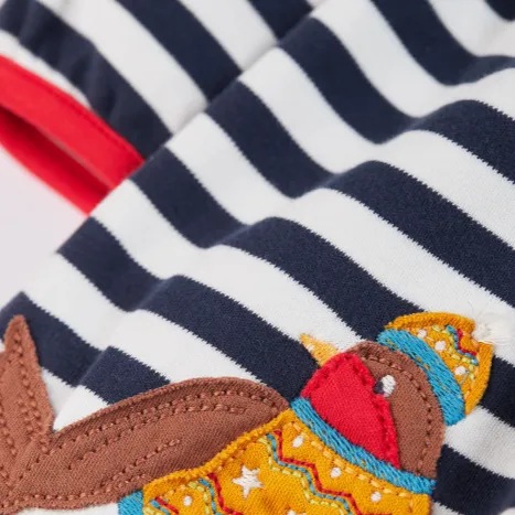 Frugi Dea Dress - Indigo Stripe/Robin